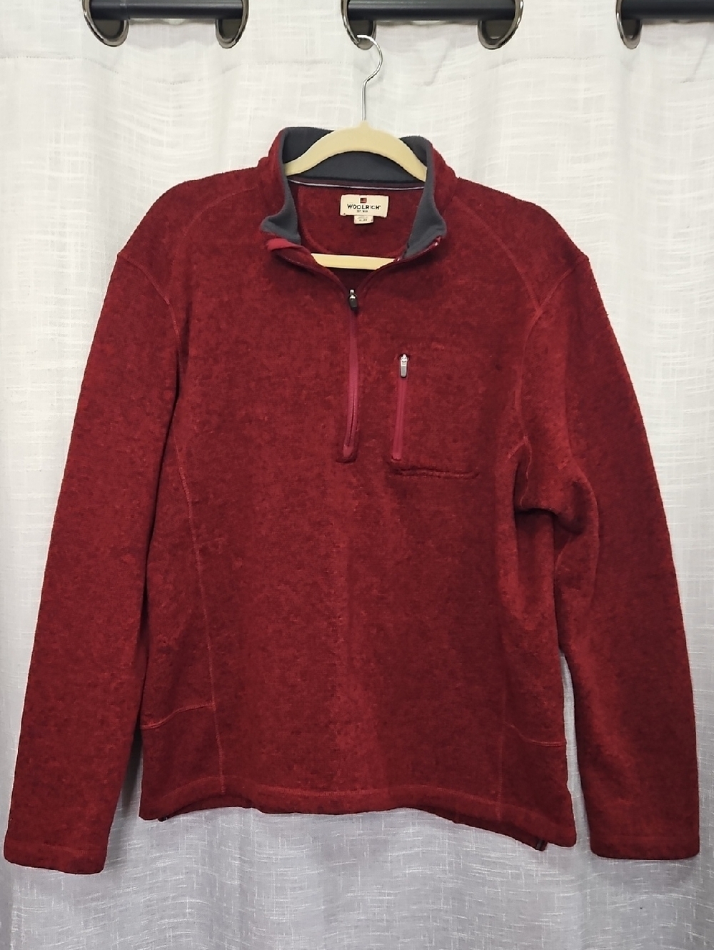 Woolrich Men's Red Half-Zip Fleece Pullover
